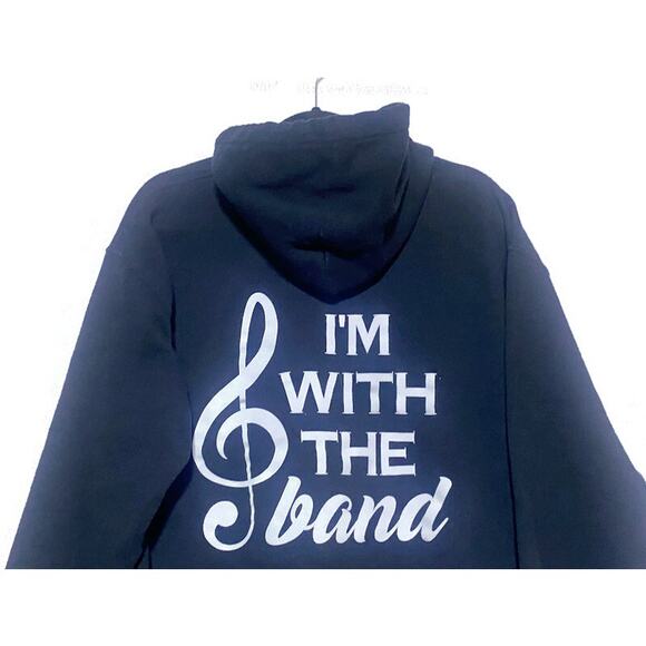 I'm With the Band Hoodie Sweatshirt Black Women's Medium by Gildan - Picture 5 of 9